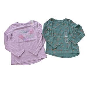Lot of 2 Girls Size 6 Long Sleeve Tee Pullover T- Shirt Jumping Bean Old Navy